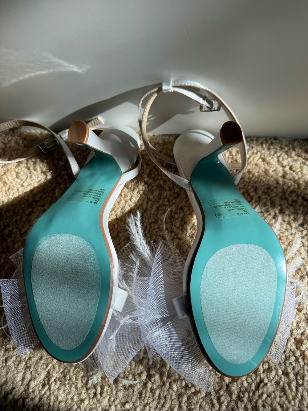 Bettye Johnson White Tulle Bow Ankle-Strap Heels - Picture 3 of 3
